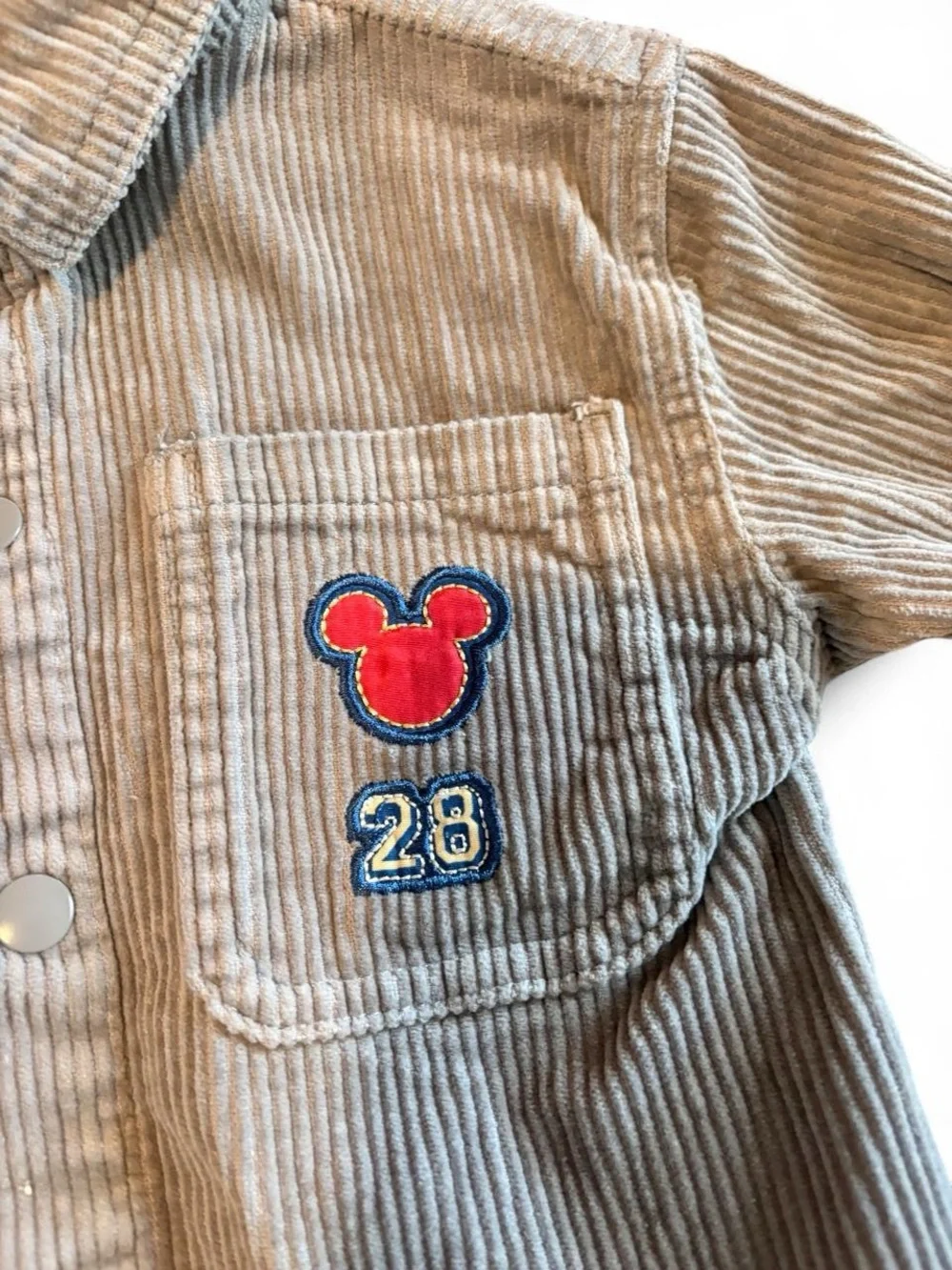 Disney Tan Corduroy Mickey Patch Shirt Jacket